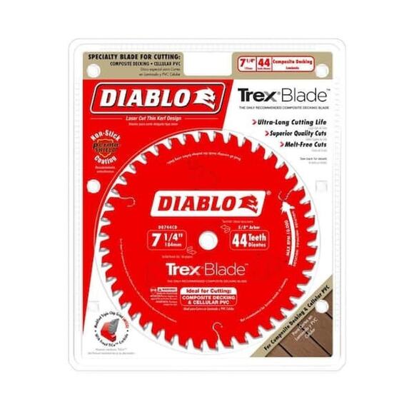DIABLO TREX COMPOSITE DECKING BLADE 7 1/4" X 44 TEETH #D0744CD NEW FAST SHIPPING - Picture 1 of 4